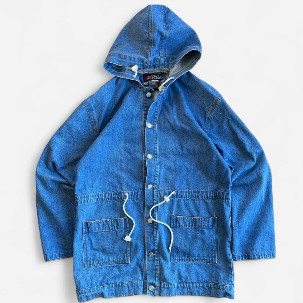Vintage Andy Johns Denim Hooded Chore Coat Jacket M